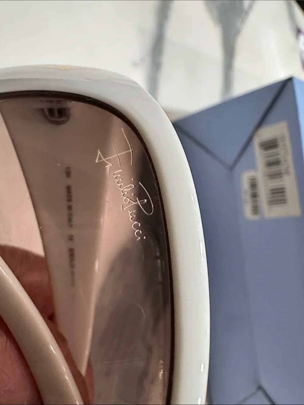 Emilio Pucci White Sunglasses with Gold Logo Accent (Italy )